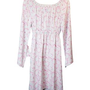 Angela Moore Pale Turquoise and Pink Carly Dress‎ Long Butterfly Sleeves Size S